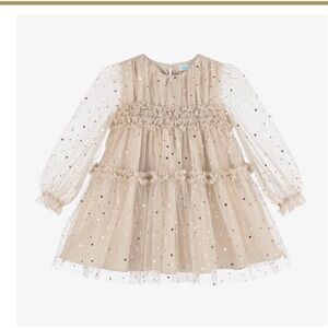 Champagne Sparkle dress with Gold stars and star buttons